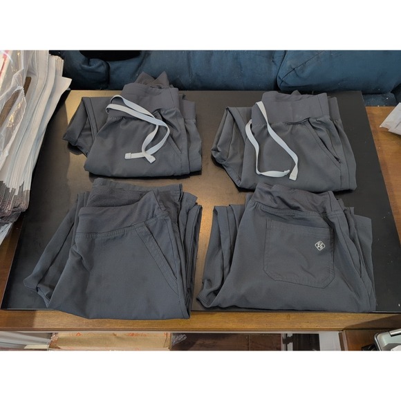 Women's Lot Of 4 Butter-Soft Easy Stretch Scrub Pants Gray Size Medium - Picture 8 of 8